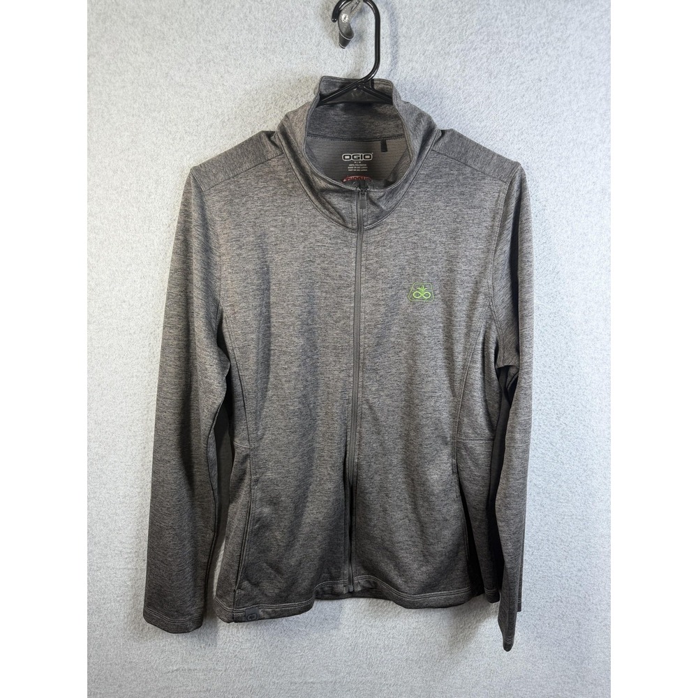 OGIO Jacket Mens Medium Gray Full Zip Track Knit DuPont Logo Athletic Running